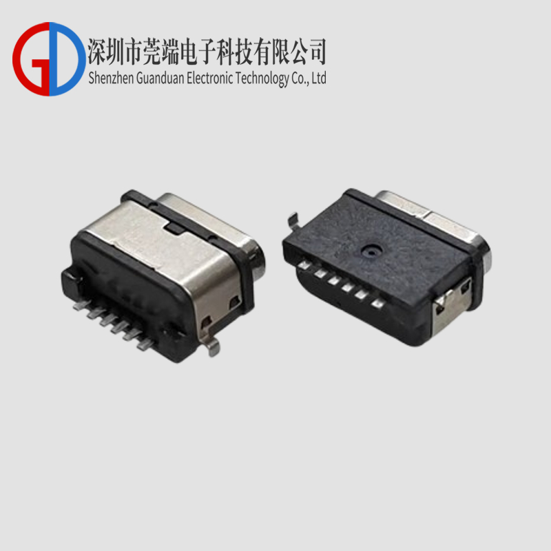 TYPE C母座6P沉板后两脚 防水款
